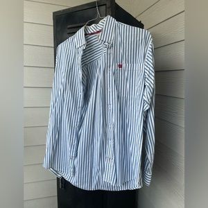 Cinch blue and white stripe shirt size small